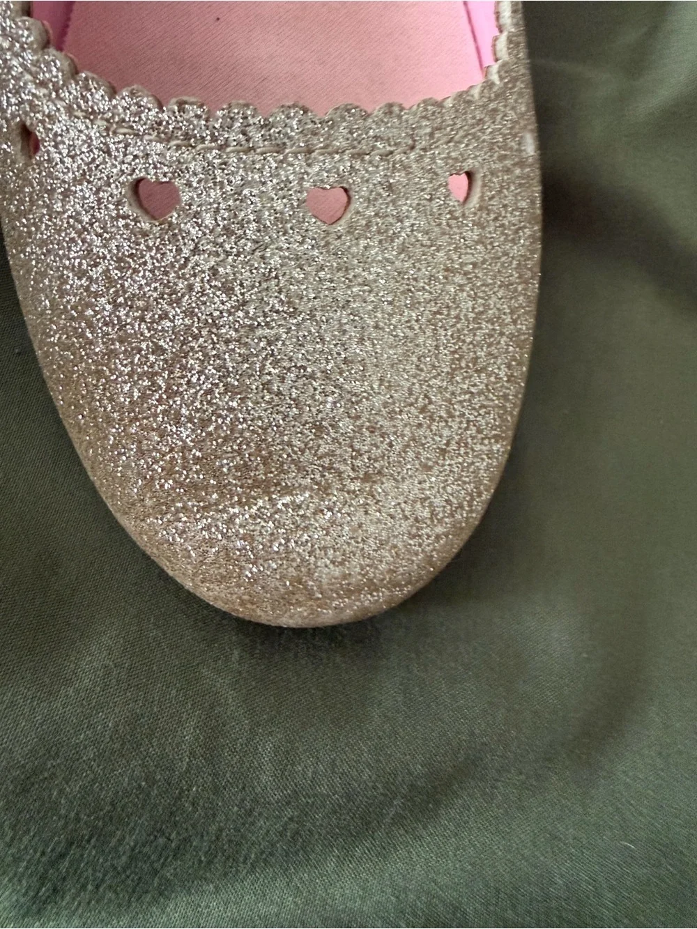 Carter's Pink Sparkle Heart-Trim Ballet Flats Size 1